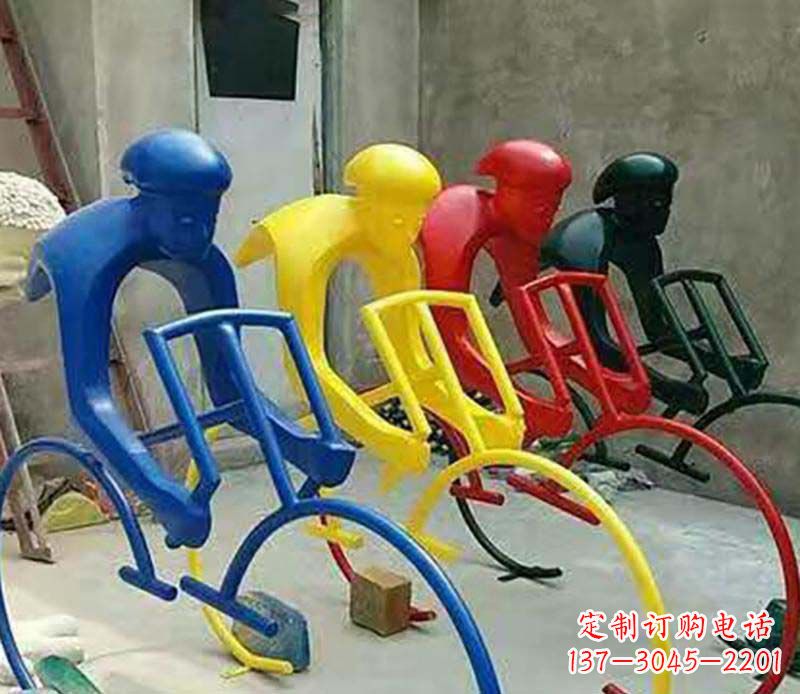 泰安不锈钢自行车运动人物景观雕塑