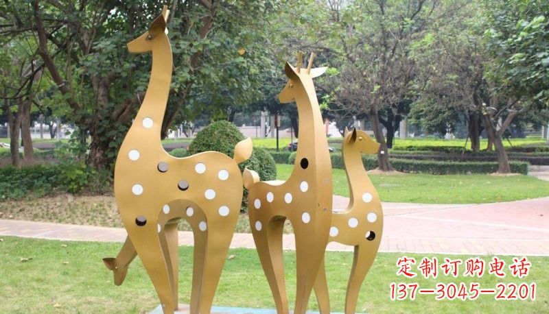 泰安彩色不锈钢梅花鹿雕塑