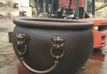 泰安非凡形态的铜雕狮子头水缸