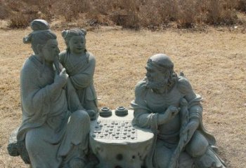 泰安公园八仙下棋小品铜雕
