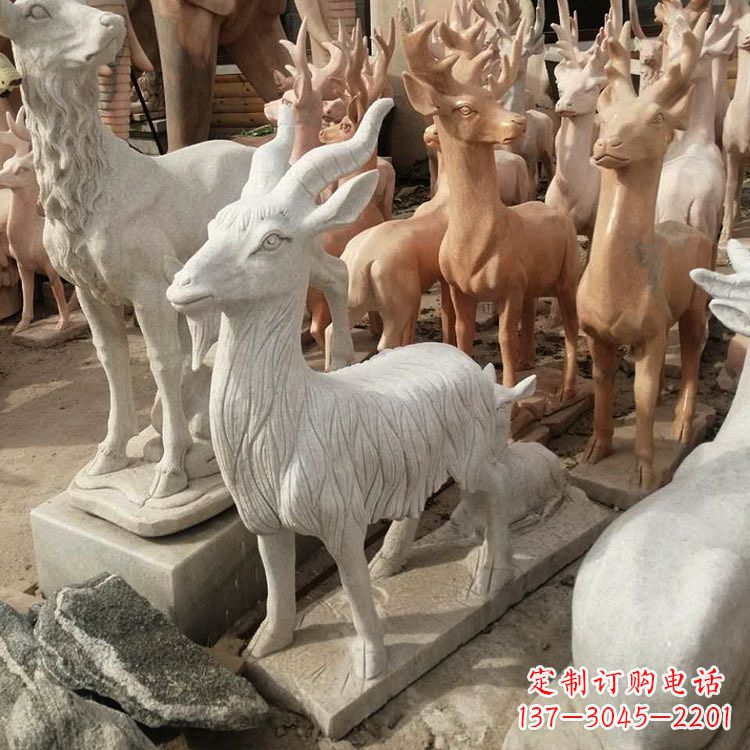 泰安公园草坪动物摆件石雕羊