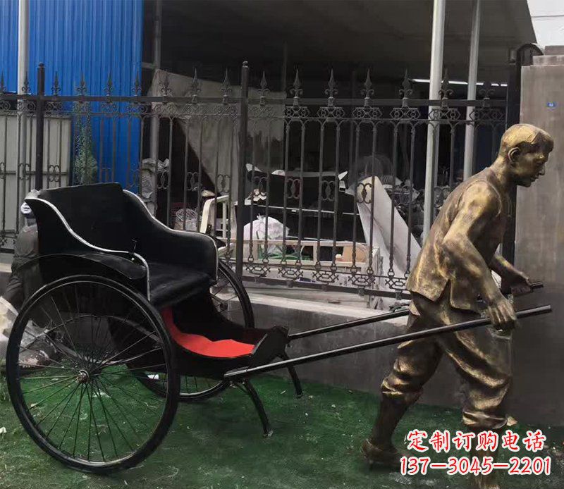 泰安欣赏精美的手工雕刻车夫青铜雕塑