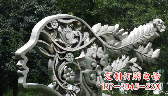泰安高雅美貌不锈钢美女头象雕塑