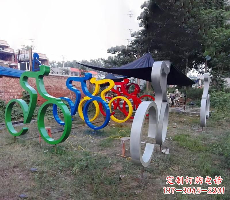 泰安抽象不锈钢自行车雕塑