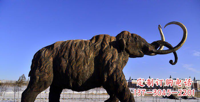 泰安公园抽象大象动物铜雕 (2)