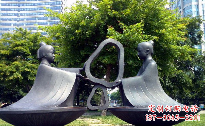 泰安公园抽象孔融让梨景观铜雕