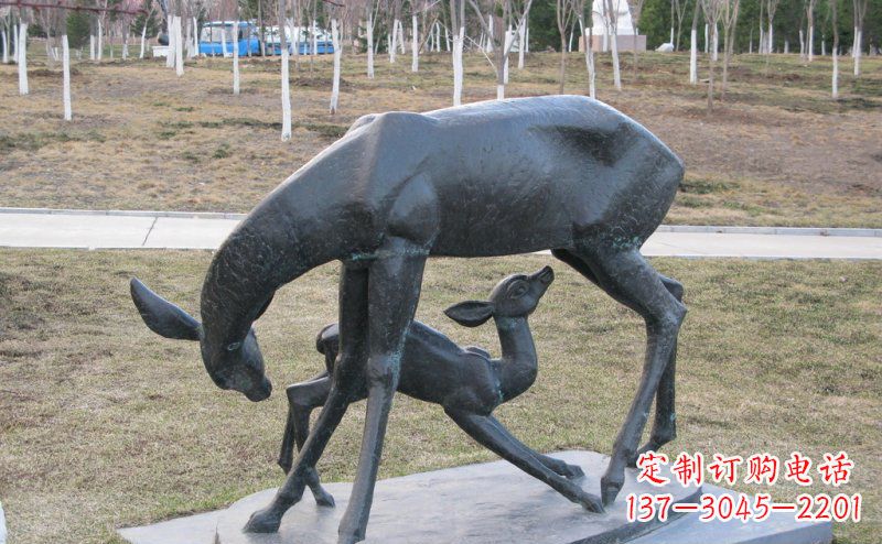 泰安母子鹿铜雕艺术塑像