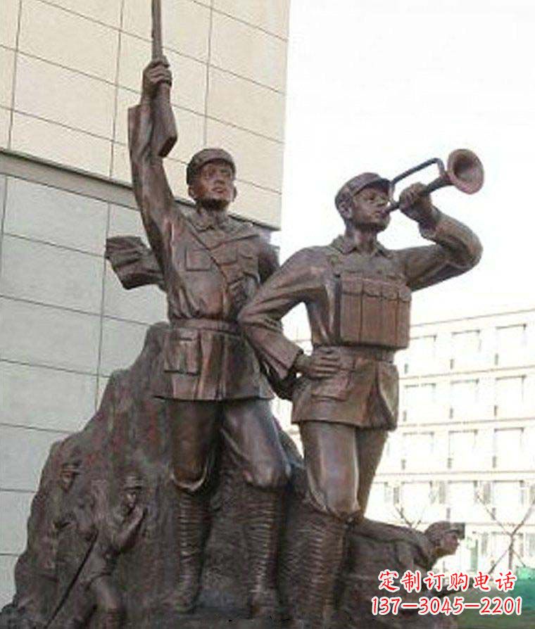 泰安革命精神熠熠冲锋号铜雕