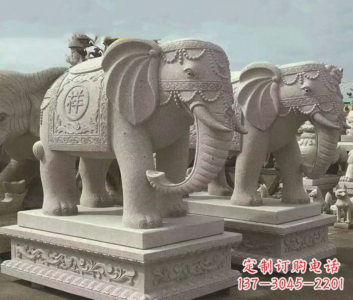 泰安精美大象大理石雕塑