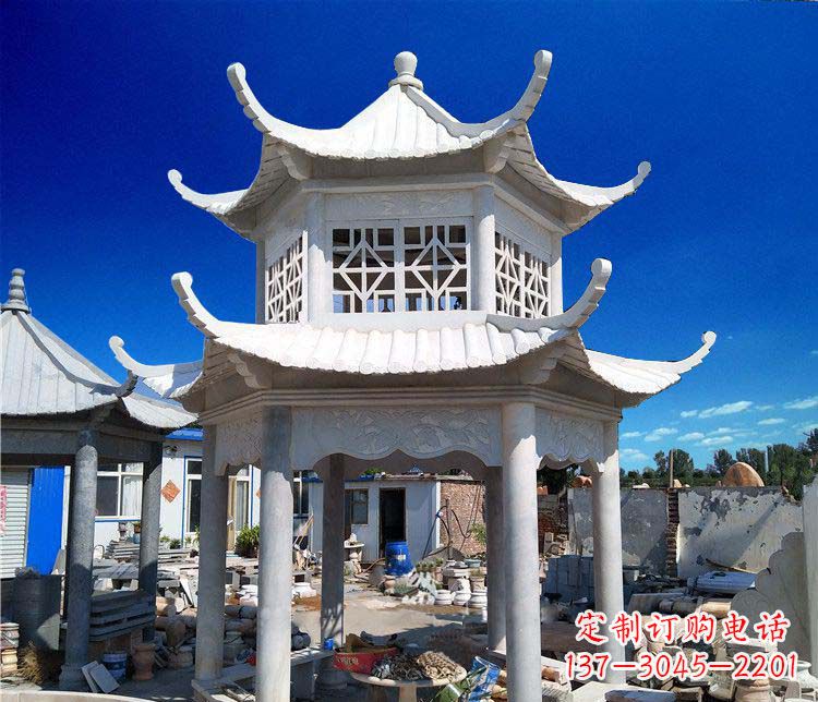 泰安大理石双层凉亭雕塑