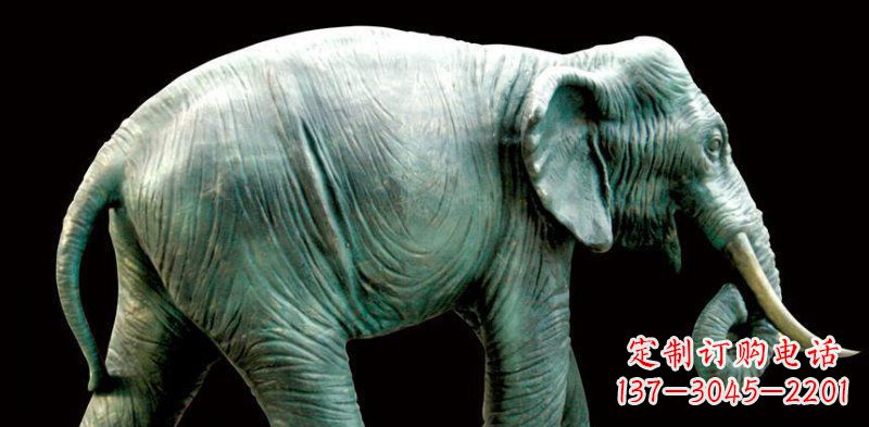 泰安公园大象动物铜雕 (3)