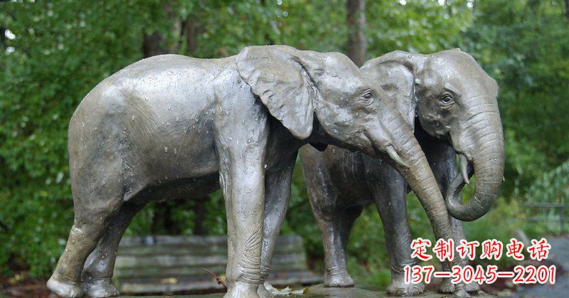 泰安公园大象动物铜雕 (2)