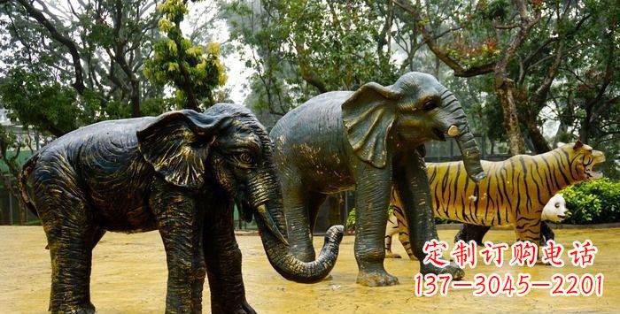 泰安公园大象动物铜雕_1