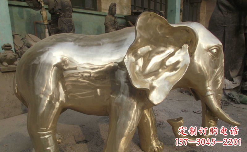 泰安公园大象动物铜雕_2