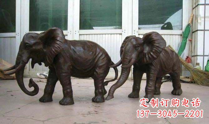 泰安公园大象招财动物铜雕