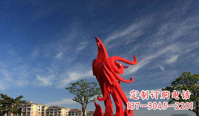 泰安公园大型不锈钢凤凰雕塑
