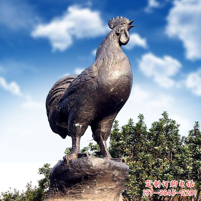 泰安威风凛凛的大型铸铜酉鸡雕塑