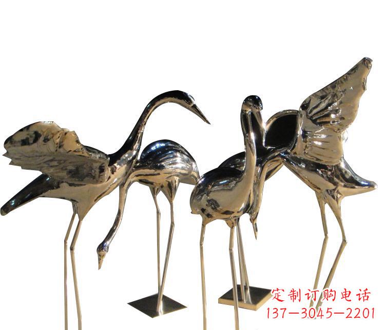 泰安三角中国领雕塑不锈钢仙鹤雕塑