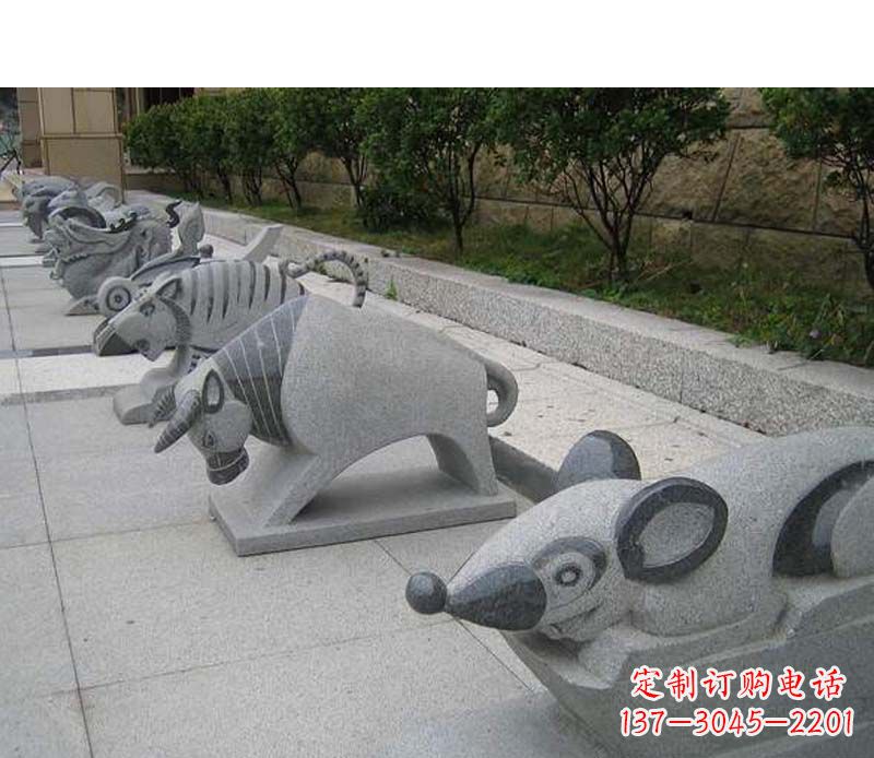 泰安公园动物雕塑十二生肖石雕