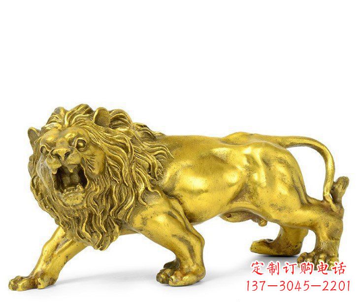 泰安公园动物黄铜鎏金狮子铜雕塑