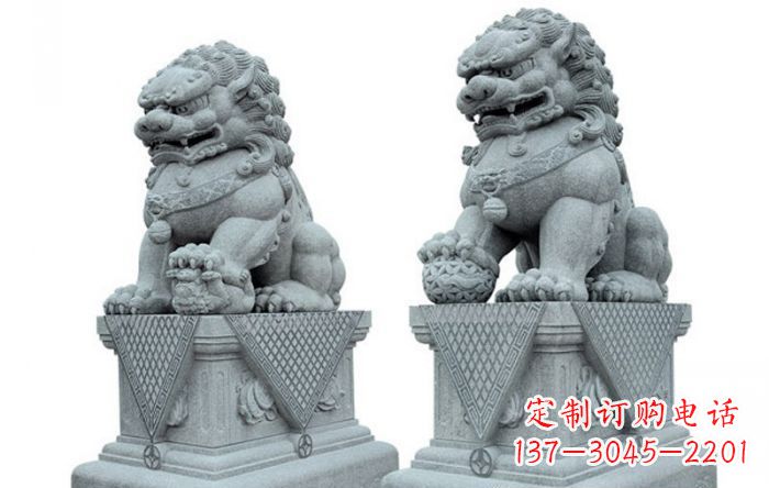 泰安公园动物青石狮子石雕