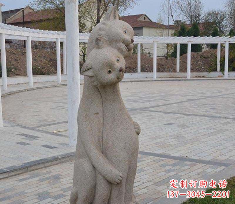 泰安精美小猫石雕,让您的公园更加美丽