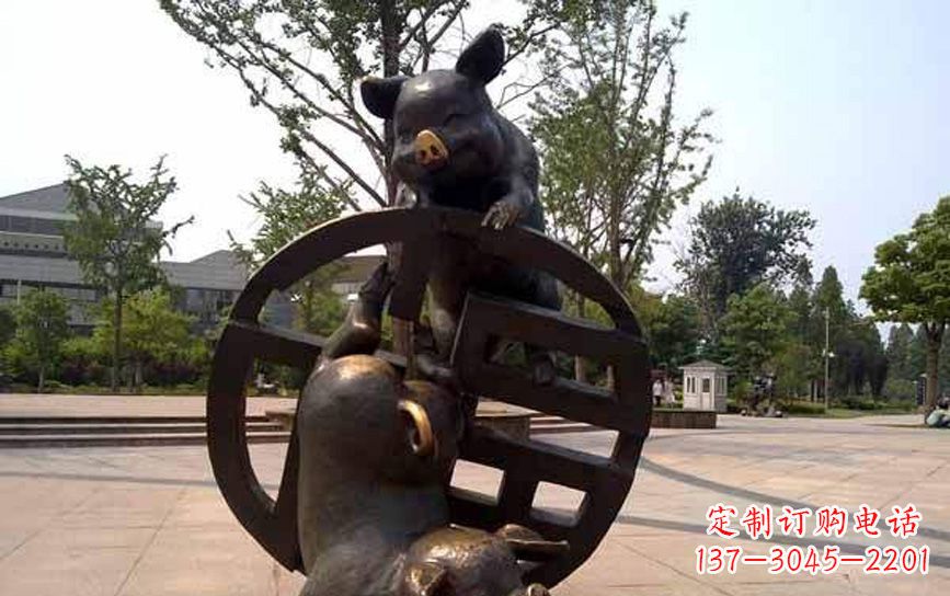 泰安中领雕塑——动物猪铜雕