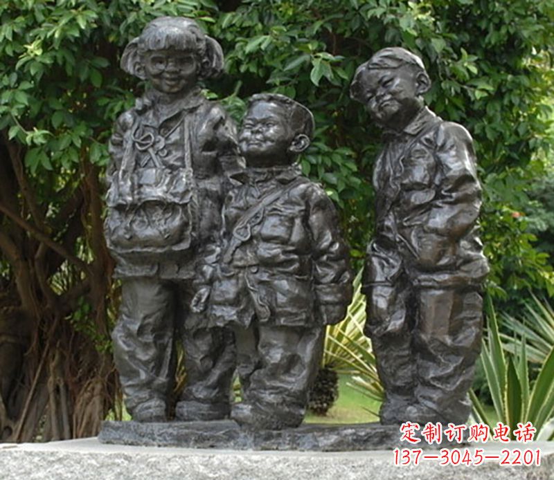泰安公园儿童人物铜雕