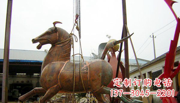 泰安公园仿古马动物铜雕