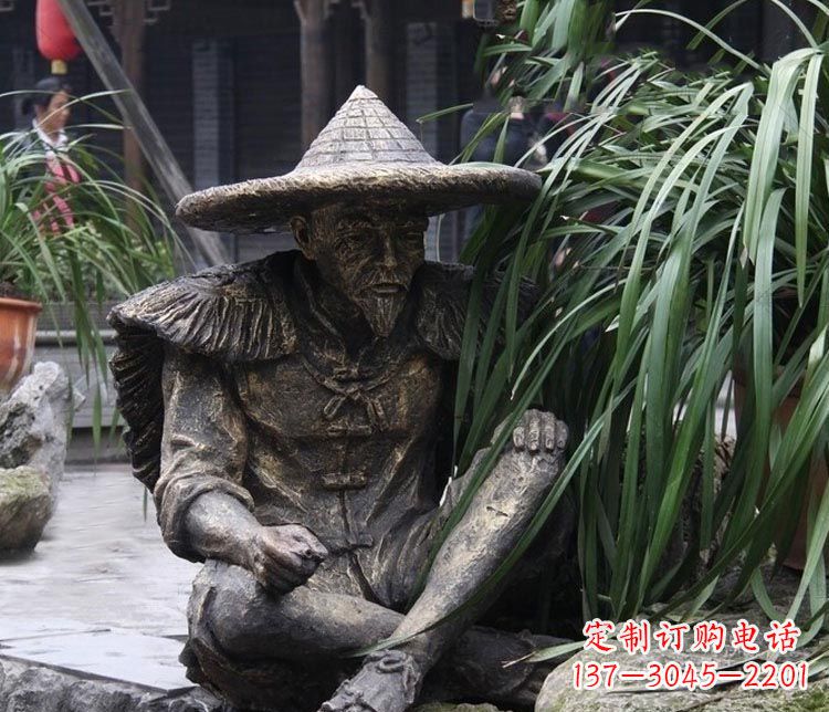 泰安中领雕塑定制——古典经典“渔翁”铜雕