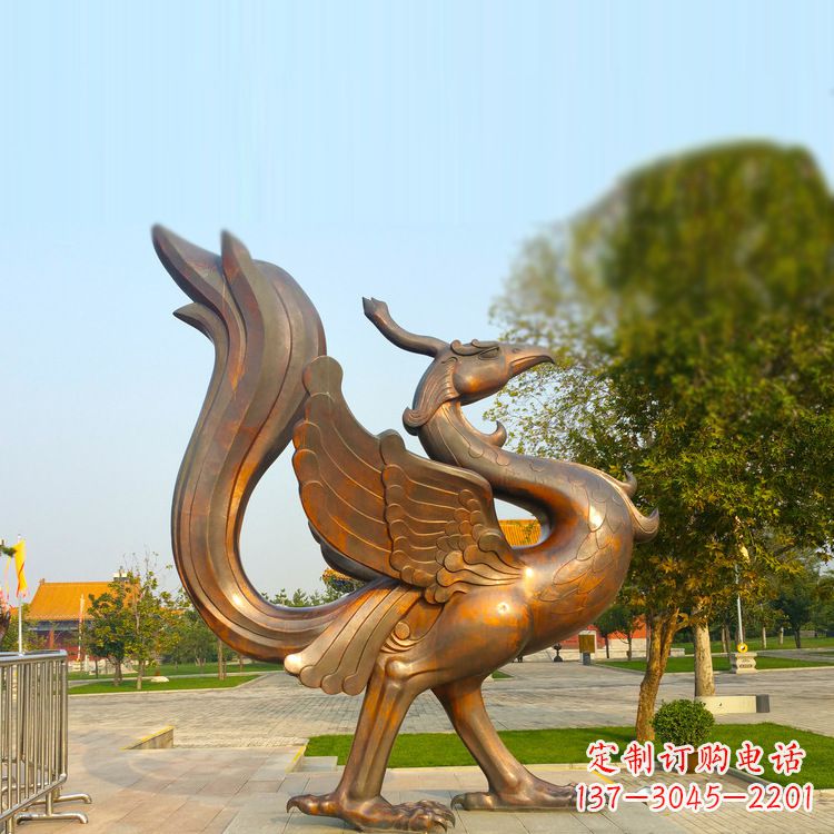 泰安纯铜铸造的四灵之朱雀雕塑