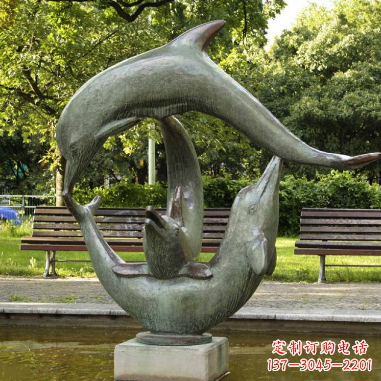 泰安公园海豚水景景观铜雕喷泉