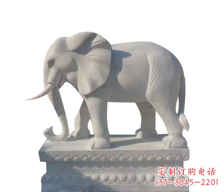 泰安公园汉白玉大象动物石雕