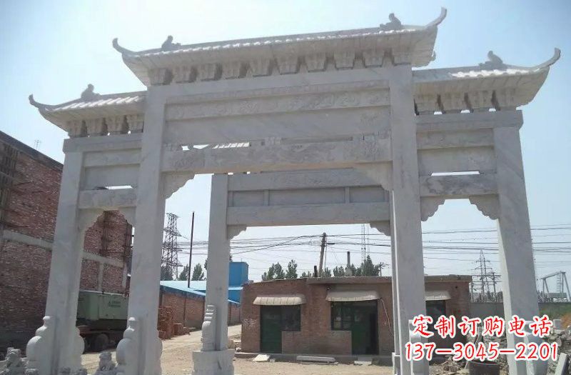 泰安牌坊石雕 – 三门牌坊石雕，极具风格的艺术品