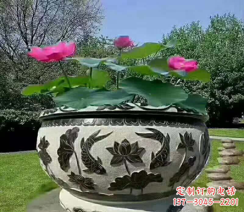 泰安唯美鲤鱼水缸雕塑