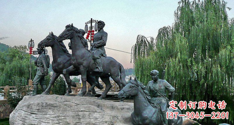 泰安公园红军骑马景观铜雕