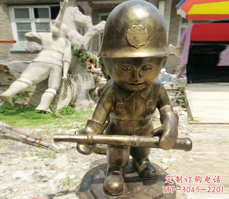 泰安精致细腻的交通警察铜雕