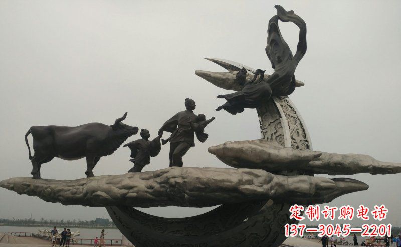 泰安公园景观不锈钢牛郎织女相会雕塑