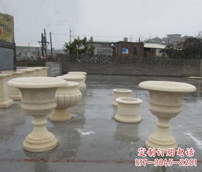 泰安完美绽放——大理石花盆石雕