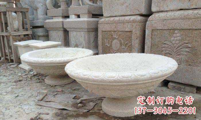 泰安细腻雅致的大理石花盆石雕