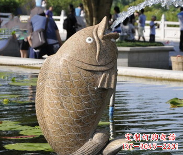 泰安大理石鲤鱼喷泉石雕