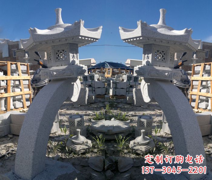 泰安精美大理石镂空石灯雕塑