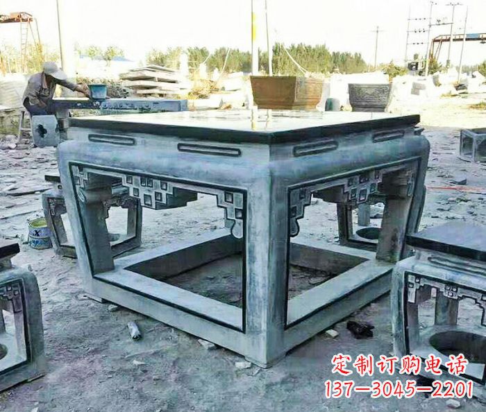 泰安雕塑艺术方形石桌凳