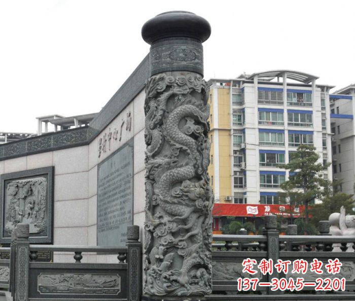 泰安传承中国古典文化的雕刻龙柱雕塑
