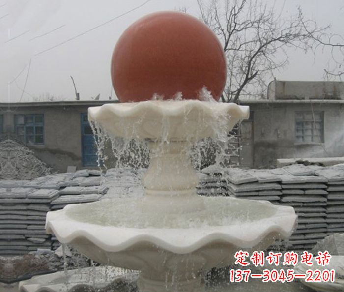 泰安公园景观汉白玉风水球喷泉石雕