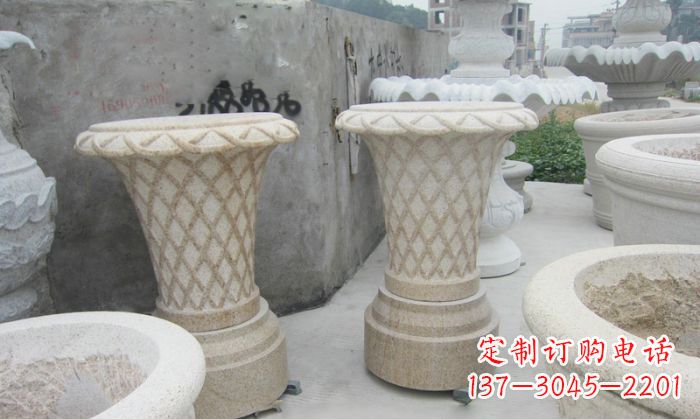 泰安花篮式石雕镂空花盆
