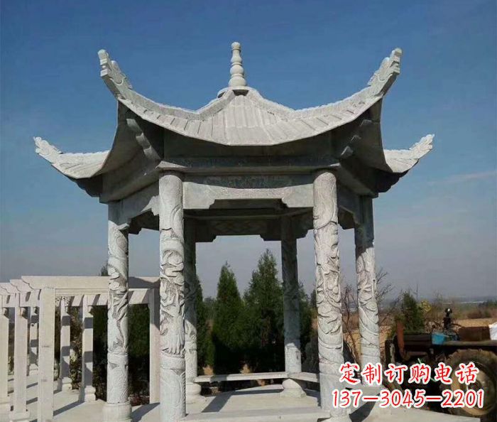 泰安六角凉亭石雕精美雕塑