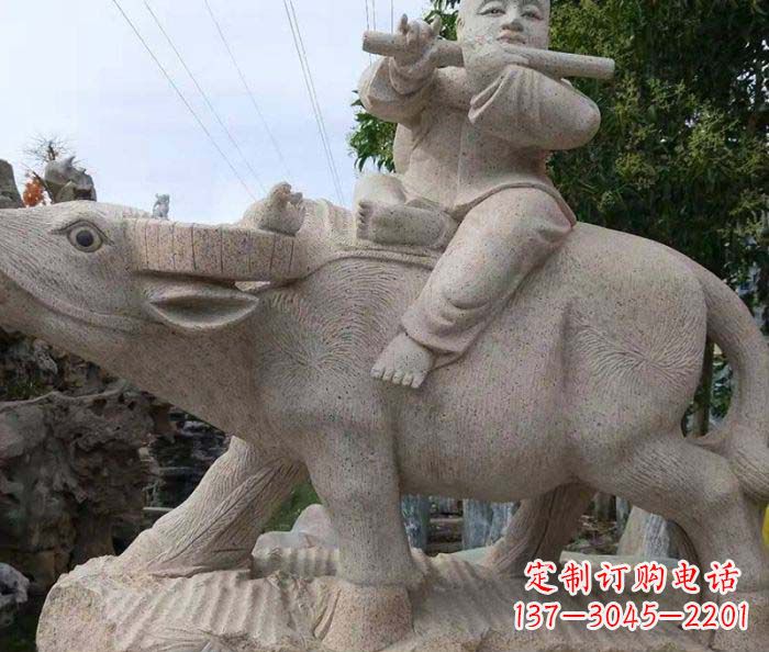 泰安典雅优美的牧童石雕