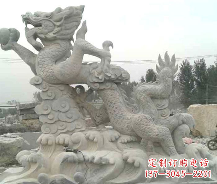 泰安公园景观青龙出水石雕