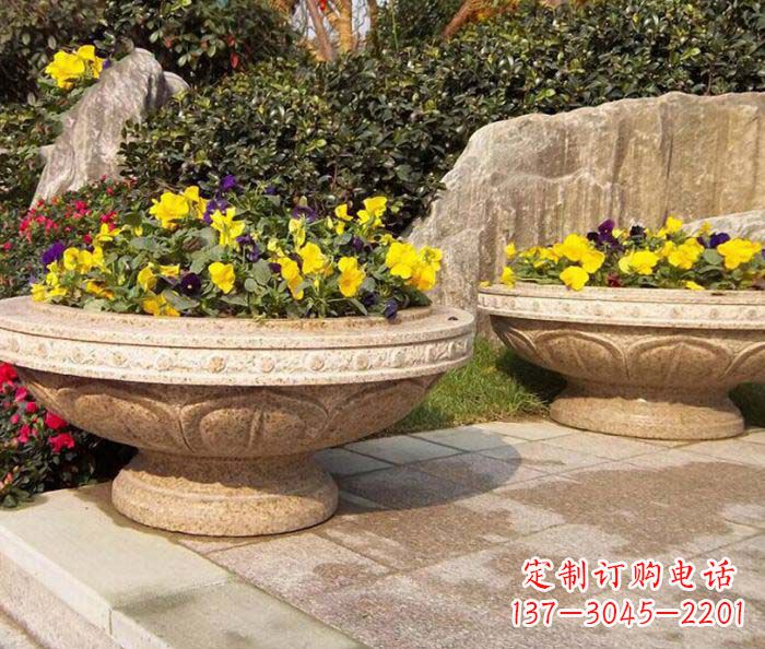 泰安公园景观砂岩花盆石雕 (2)
